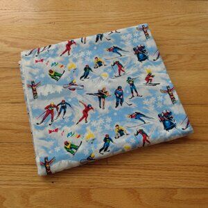 Northcott Winter Sports Flannel Fabric Curling Ski Hockey Laurie Godin 38" by 42